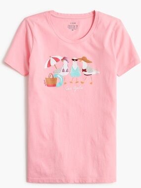 J.CREW COLLECTOR TEE “SEA GALS” SEAGULL DESIGN GIRLS BEACH TRIP SIZE MEDIUM CUTE